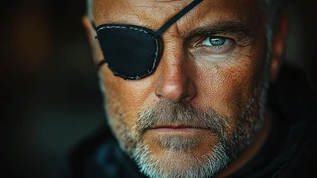 Pirate with Eye Patch, Man, Portrait, and Closeup.