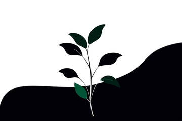 Artistic Black and Green Leaf Illustration for Craft Projects