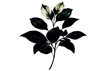 Elegant Black Silhouette of Tropical Leaves with Green Accents