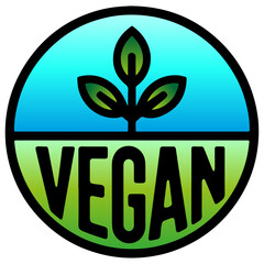 Vegan vector logo with leaf, circle vegan logo with leaves, simple green vegan button, vegan vector badge.