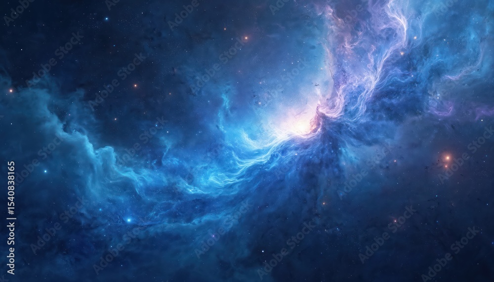 Aufkleber abstract cosmic nebula with swirling blue energy, sparkling stars. illustration features deep space 