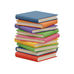 Colorful Stack of Books 3D Icon isolated on a transparent background image