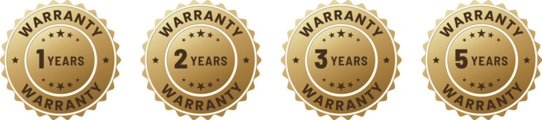 Modern Gold Starburst Warranty Seal Icons for Digital Stores and Print Use