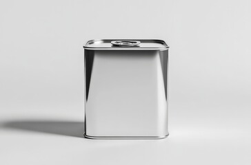 A sleek metallic tin container ideal for branding food products or industrial uses showcasing a clean design and ample space for labels.