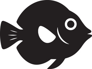 Fish silhouette black minimal vector design, Simple sea creature graphic illustration