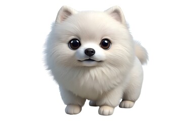 Obraz premium Adorable 3d render of a white pomeranian puppy