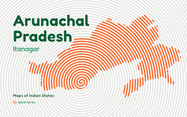 Spiral Vector Map of Arunachal Pradesh with Capital Itanagar – Eastern Frontier State