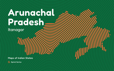 Spiral Vector Map of Arunachal Pradesh with Capital Itanagar – Eastern Frontier State