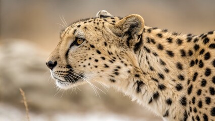 Fototapeta premium Cheetah Profile Close-up Composition, Wildlife Photography, Wild Cat Portrait, Acinonyx jubatus, Animal Portrait Cheetah, Wildlife Photography