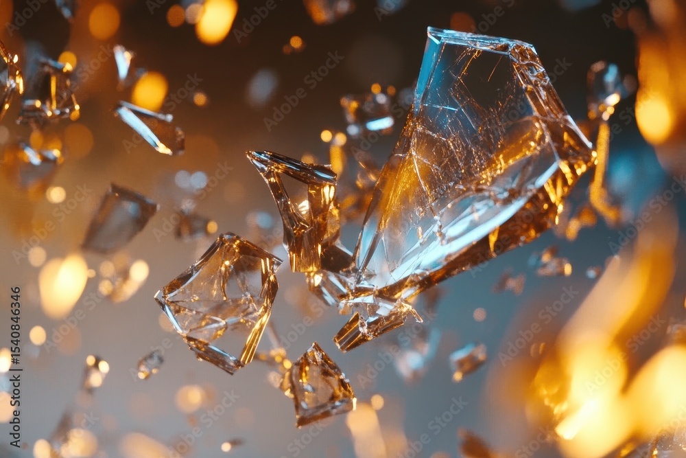 Leinwandbilder abstract shattered glass overlay creates dynamic visual effect with fiery background, title: 