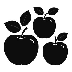 apple silhouette, black apple icon, fruit silhouette, apple clipart, apple vector, fruit vector, apple with leaves, minimal apple design, fruit icon set, healthy food symbol, organic fruit icon, simpl