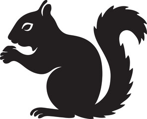 Squirrel silhouette black clean vector, Tree animal in upright pose line design