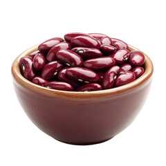 Fresh red beans in a wooden bowl on a Transparent background captured for culinary use and healthy eating inspiration, red beans in a bowl isolated on PNG background