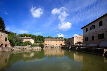 The ancient village of Bagno Vignoni, Val d'Orcia, Tuscany, Italy