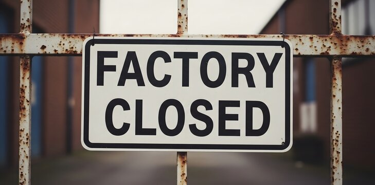 factory closed sign. 