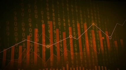 Digital financial data animation illustrating growth trend with numerical background