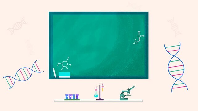 Drawn school blackboard. 2D flat animation of a school blackboard.