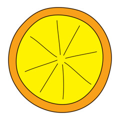Lemon, orange, citrus fruit slice hand drawn illustration, isolated vector. Line art style design. Summer clip art, seasonal element, print. Cocktail garnish, beach bar, pool party