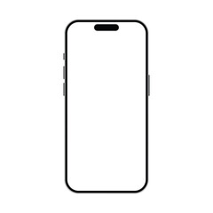 Minimal smartphone mockup with blank screen, modern vector mobile device front view for UI app design display