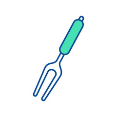 Meat fork. Kitchenware icon. Line vector kitchen utensil and tool. Cutlery illustration