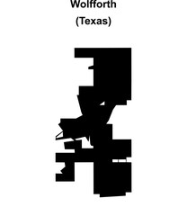 Wolfforth (Texas) blank outline map