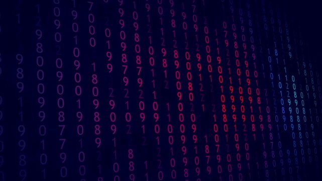 Abstract digital rain animation of numbers in futuristic matrix code style