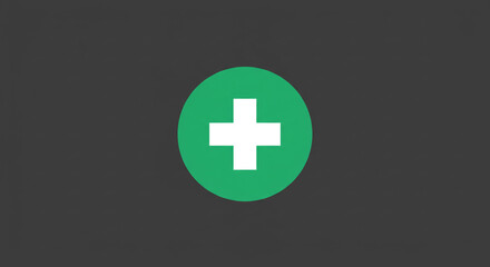 Obraz premium A simple image of a white plus sign centered inside a green circle on a dark gray background plain design