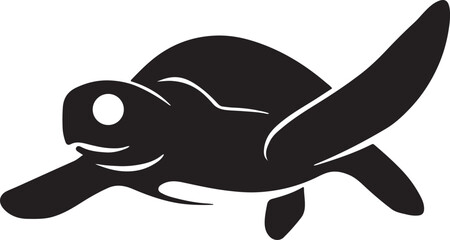 Fototapeta premium Swimming turtle black silhouette simple style, Aquatic turtle minimal shape vector