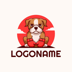 Dog logo template , the logo features cartoon dog wearing boxing gloves