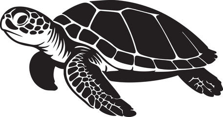 Sea turtle silhouette for creative projects, Black turtle illustration elegant style
