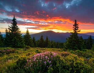 sunset over the mountains