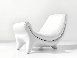 Modern sculptural white lounge chair mockup for studio interiors