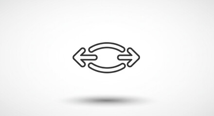 A simple illustration of a black and white exchange icon with arrows on a plain white background