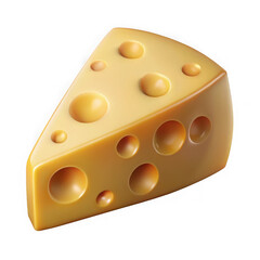 Fototapeta premium A realistic 3d illustration of a delicious wedge of cheese isolated on transparent background