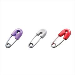 Red and silver metal office paper clips isolated on a white background