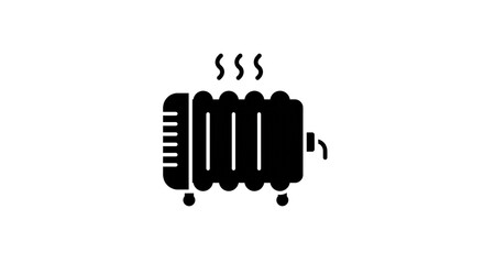 A black silhouette of a radiator with heat waves rising from it on a white background is displayed here