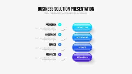 Business Insight 4 Element Diagram Frame Template. Sales Forecast Four Step Infographic Presentation Design. Visual Portfolio Slideshow Layout Vector Illustration.