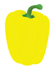 Yellow  bell pepper on white background, vector	