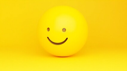 Fototapeta premium Yellow smiley face sphere 3d render