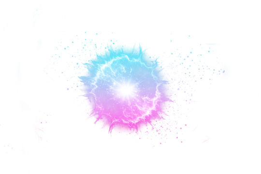 Mystical Energy Orb A Blast of Plasma and Light in blue and purple colors on transparent background