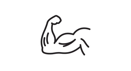 A simple line drawing of a muscular arm flexing on a white background in a minimalist style art