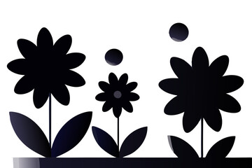 Beautiful Flower Silhouette with Progressive Growth Stages
Modern Black Silhouette of Flowers and Leaves for Wall Art