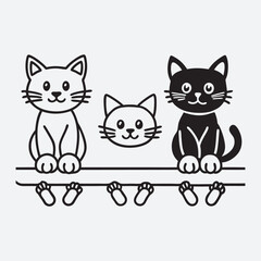 Cat Animal set line art vector 