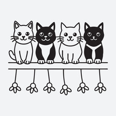 Cat Animal set line art vector 