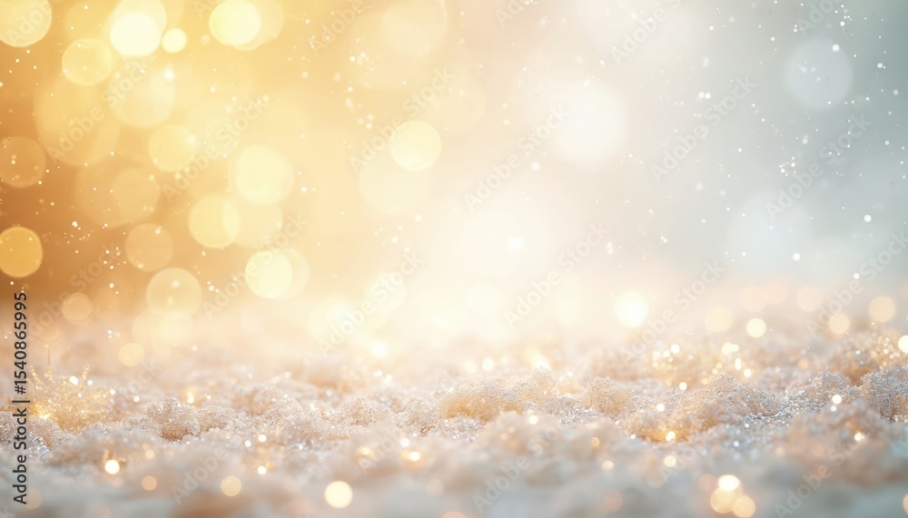 Poster abstract golden and white background with festive bokeh and glitter. soft, blurred backdrop for fest