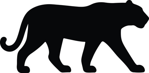 Silhouette panther walking wildlife animal shape vector illustration