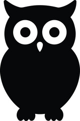 Silhouette owl black and white minimalist vector illustration