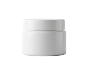 White Round Cosmetic Jar on Transparent Background