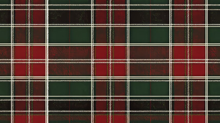 Vintage Red and Green Plaid Fabric Texture – Seamless Holiday Pattern