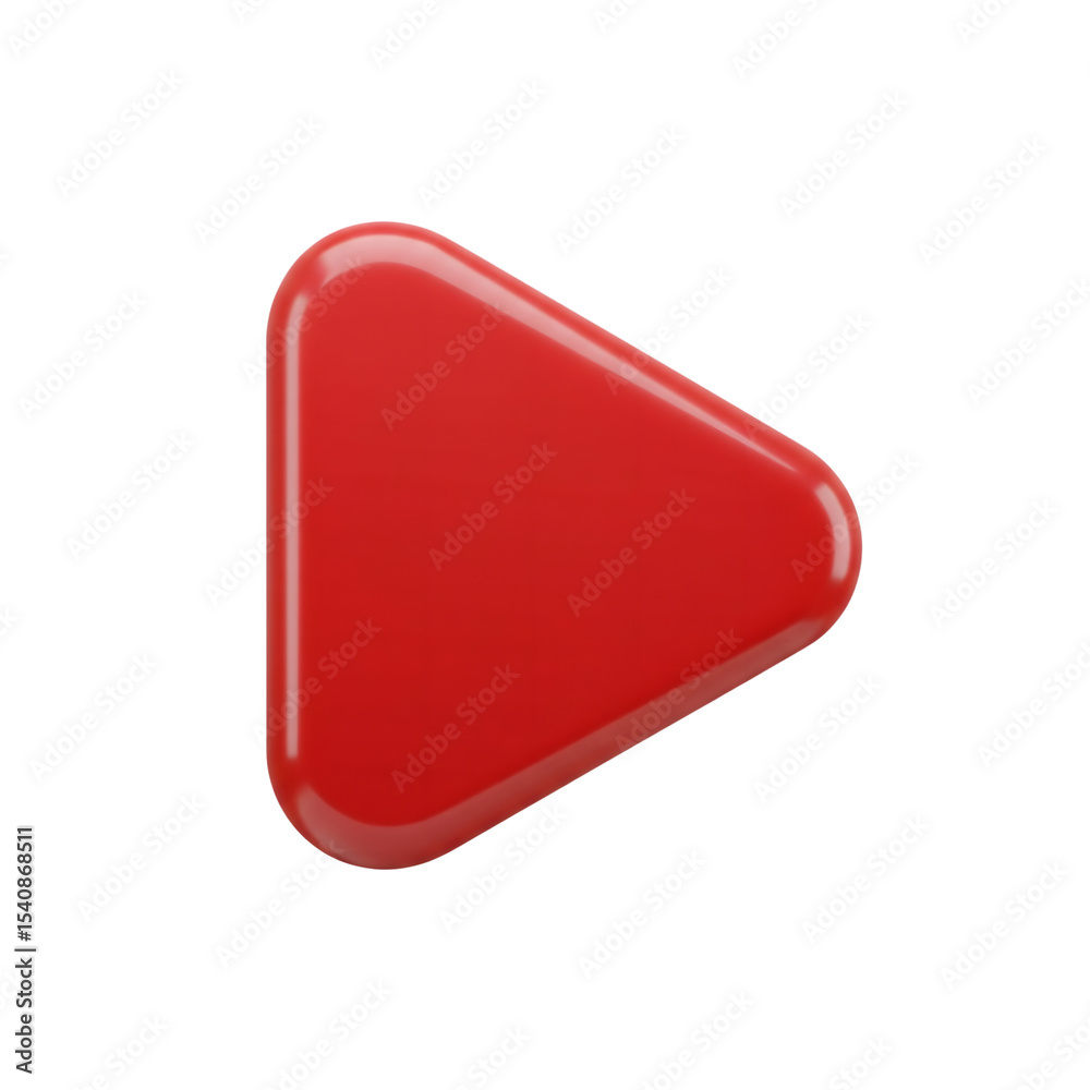 Poster red glossy play button 3d icon isolated on a transparent background image